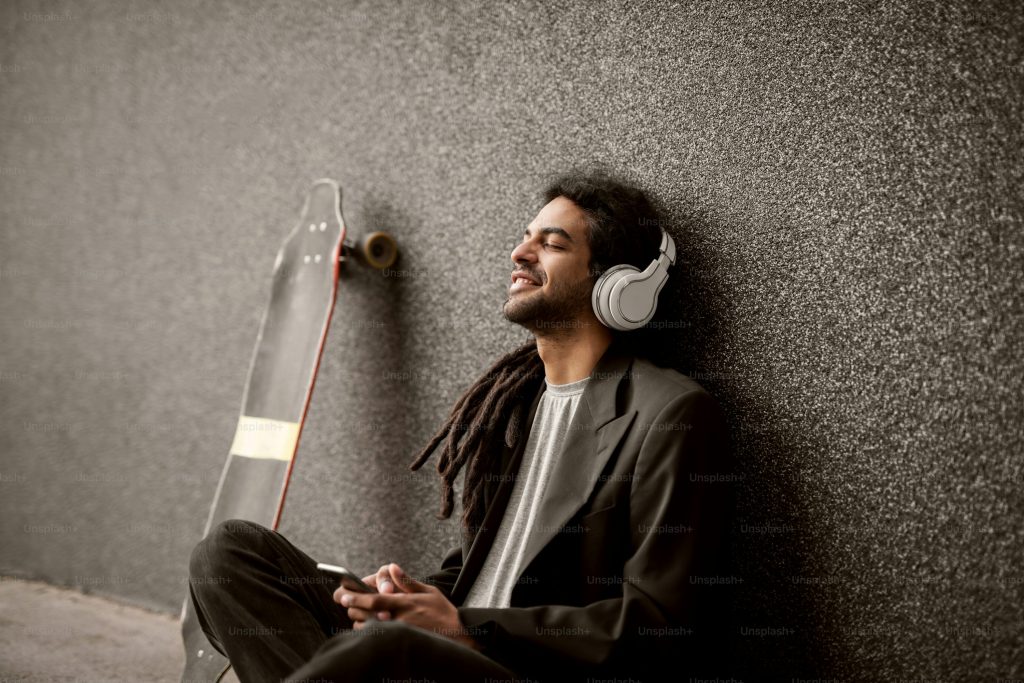Man listening to music on spotify